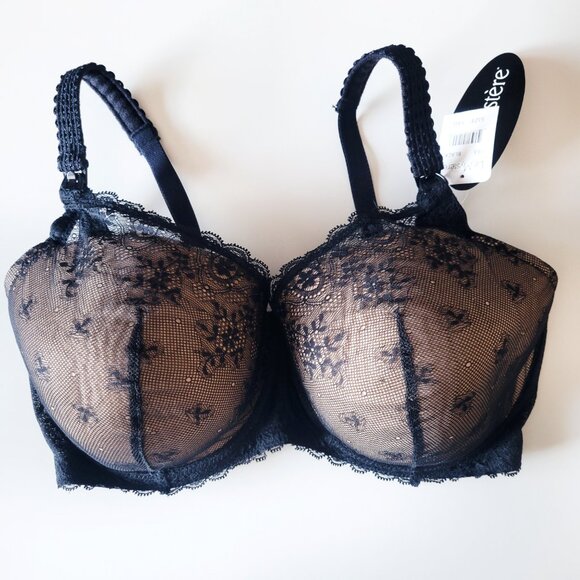 New Le Mystere French Lace Nursing Bra 34G Sexy Mama Collection NWT Black 163 - Picture 3 of 9